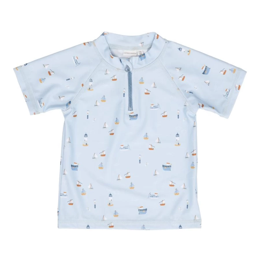 Little Dutch Child's Sailors Bay Swim T-Shirt Size 74/80 - Blue Nautical Design