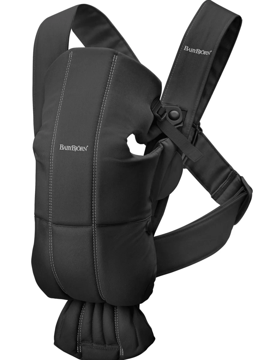 BabyBjörn Baby Carrier Mini - Soft Cotton Infant Sling, Ergonomic & Lightweight for Newborns, Adjustable & Breathable, Hands-Free Baby Wearing (Grey)