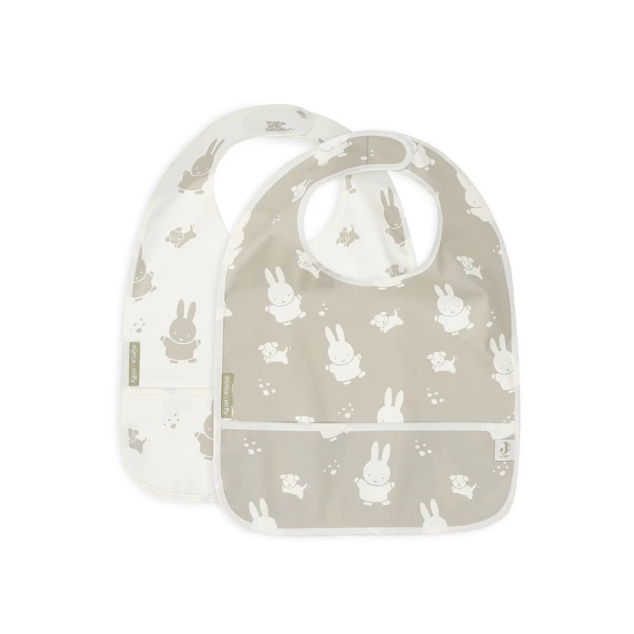 Jollein Waterproof Baby Bibs 2 Pack - Cute Miffy Design for Mess-Free Feeding