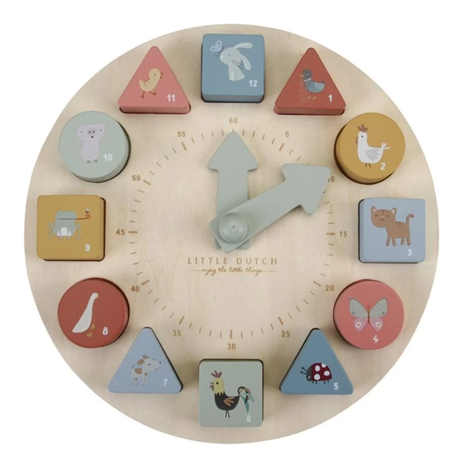 Little Dutch Wooden Puzzle Clock – Educational Toddler Toy for Learning Time