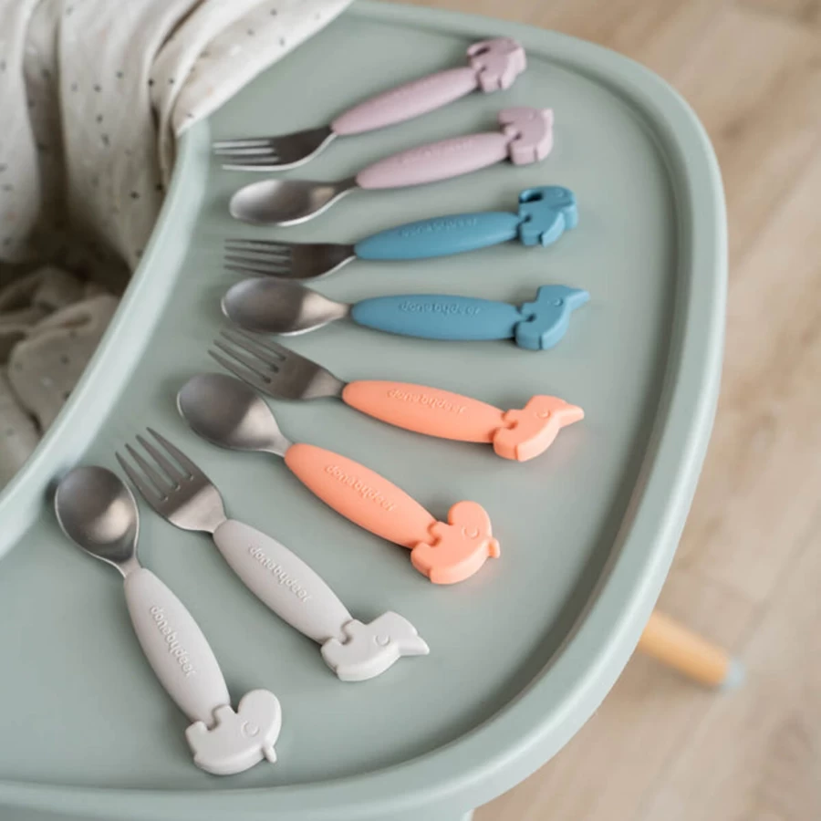 Done by Deer Easy-Grip Baby Spoon & Fork Set - Ergonomic Toddler Utensils for Self Feeding