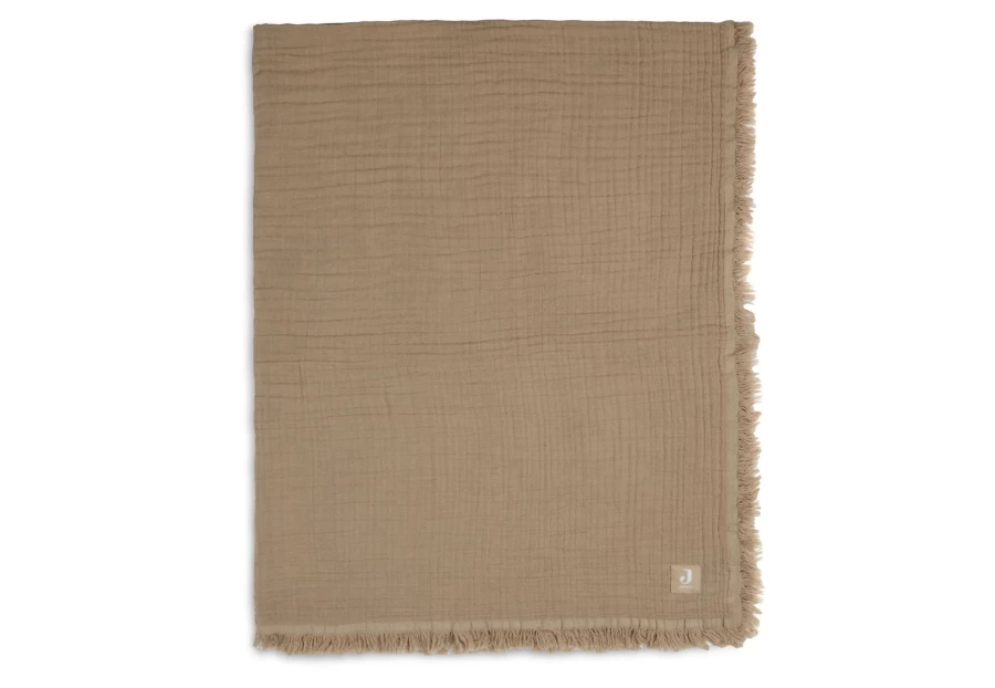 Jollein Muslin Fringe Blanket 120x120 cm - Soft Breathable Cotton Baby Swaddle Wrap