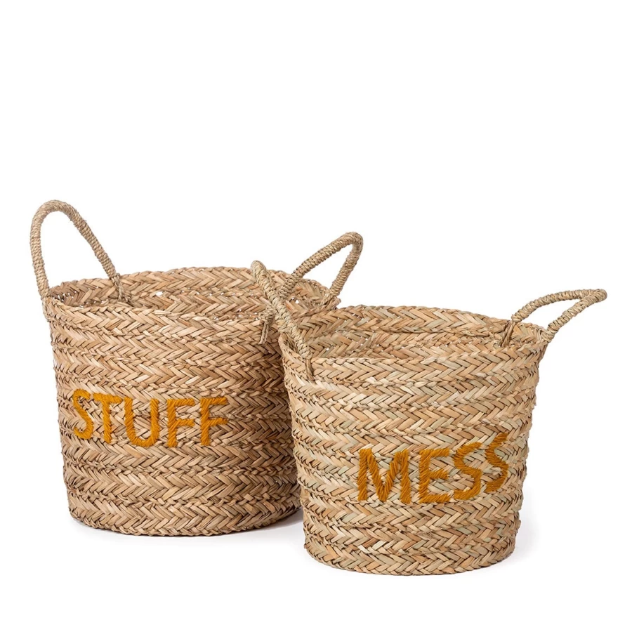 Kids Depot 2-Piece Basket Set for Organizing Messy Items - Sturdy Storage Solution for Toys, Crafts, and More