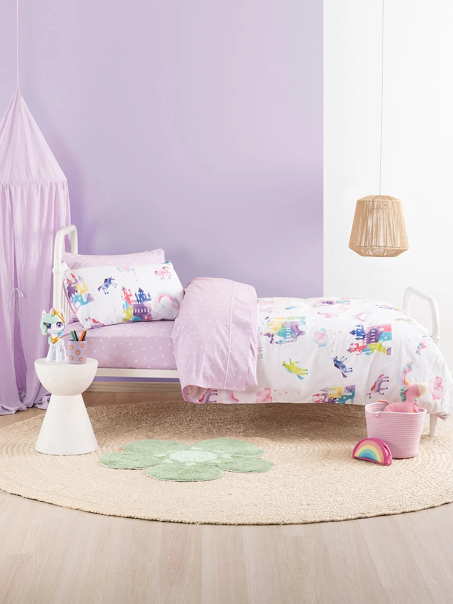 Linenhouse Unicorn Castle Duvet Cover Set - 3/4 Piece Kids Fantasy Bedding Collection