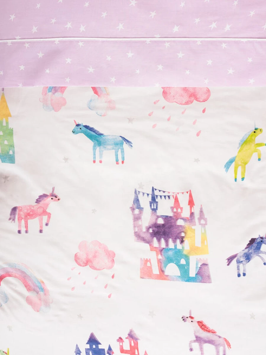 Linenhouse Unicorn Castle Duvet Cover Set - 3/4 Piece Kids Fantasy Bedding Collection