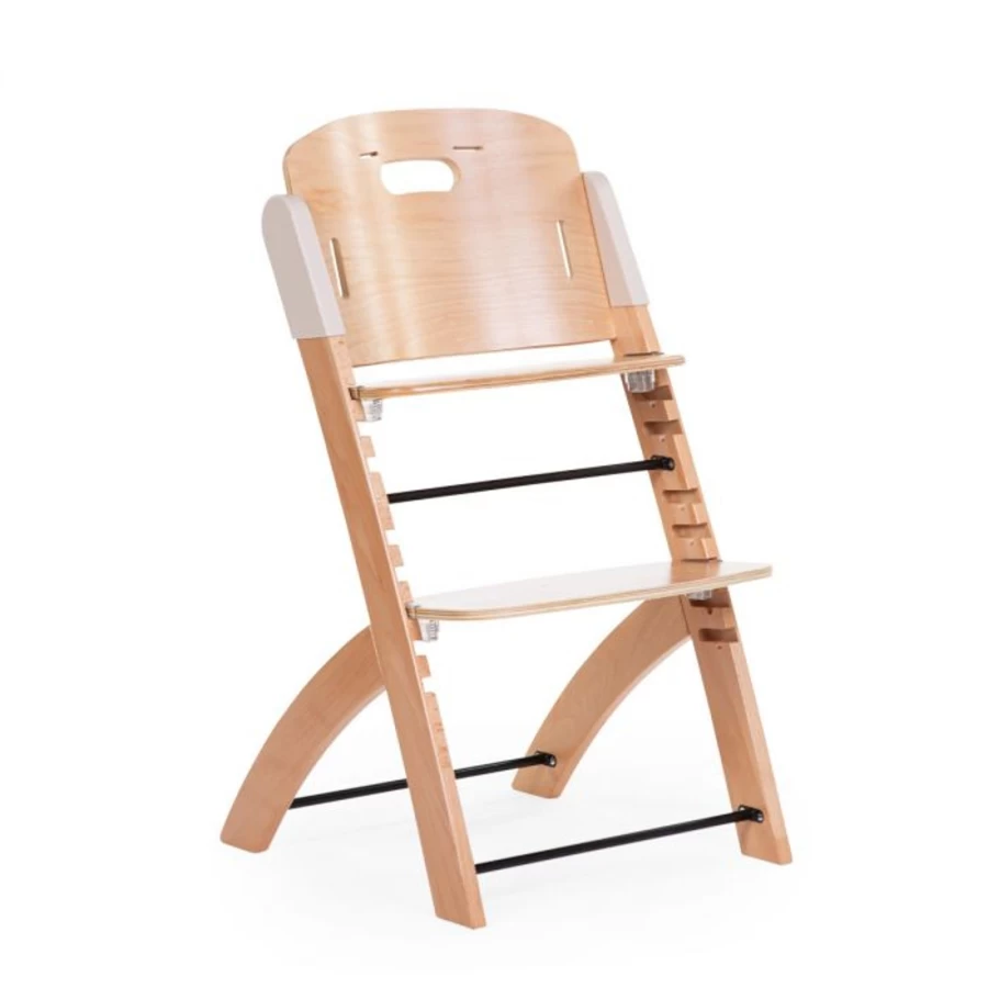 Childhome Natural Wood High Chair with Removable Tray and Safety Harness for Toddlers