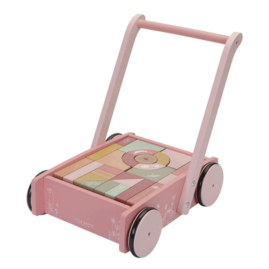 Little Dutch Wooden Baby Walker – Classic Push Toy for Toddlers, Sturdy Learning Walker with Wheels, Natural Wood Design