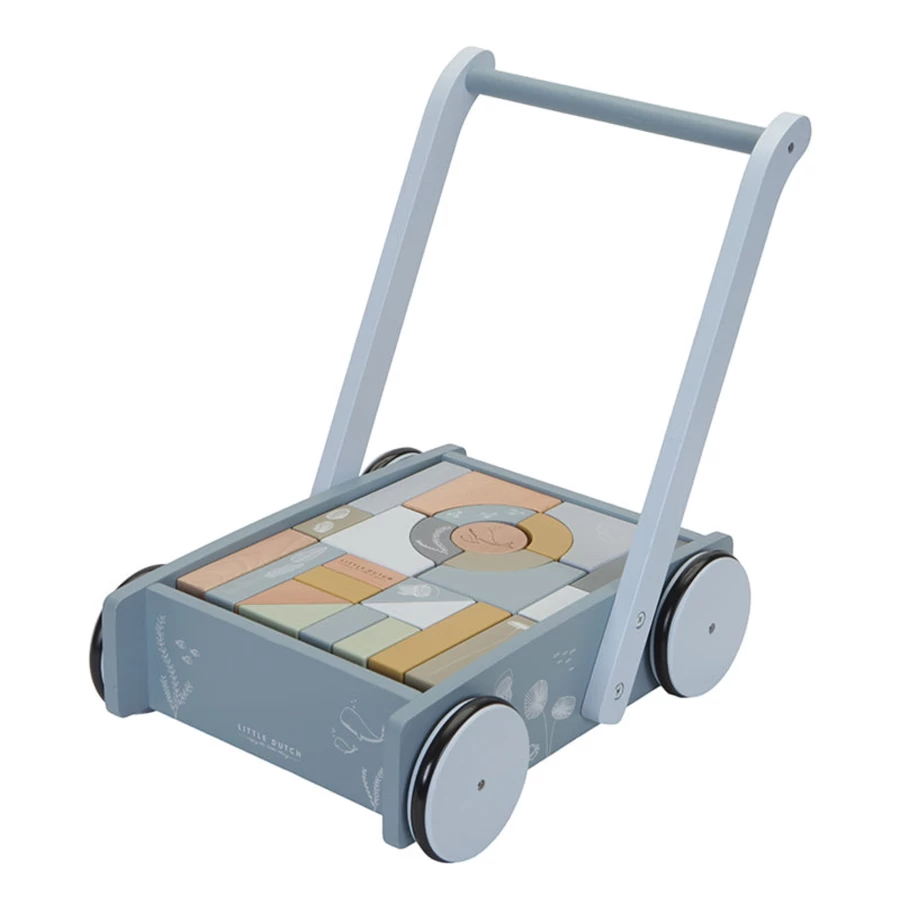 Little Dutch Wooden Baby Walker – Classic Push Toy for Toddlers, Sturdy Learning Walker with Wheels, Natural Wood Design