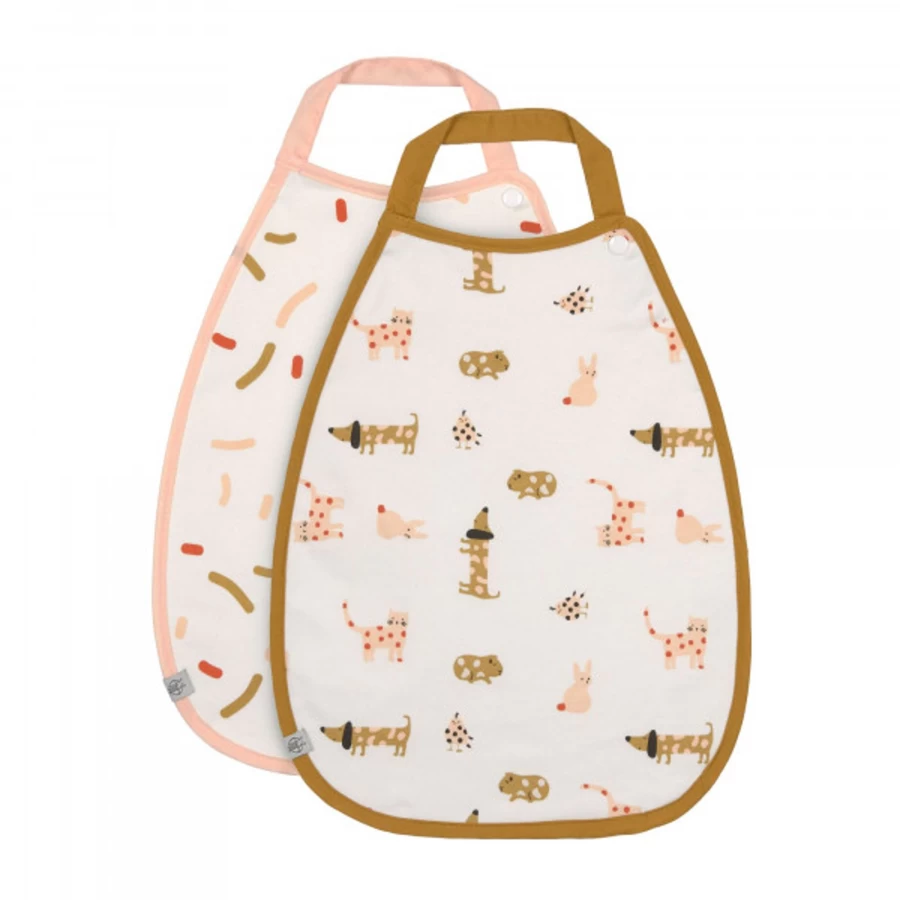 Lässig Drop Bib Medium 2-Piece Set - Waterproof Baby Feeding Bibs for Easy Cleanup