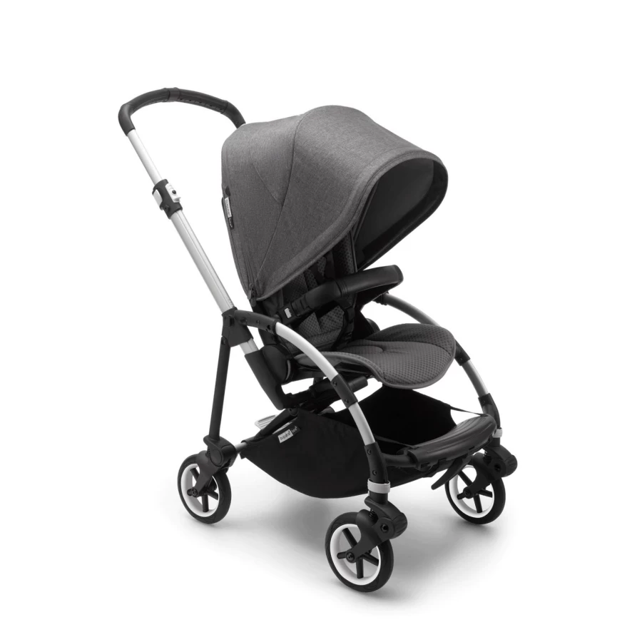 Bugaboo Bee6 Complete Stroller - Aluminum Frame, Grey & Grey Melange Fabric, Lightweight Compact Design
