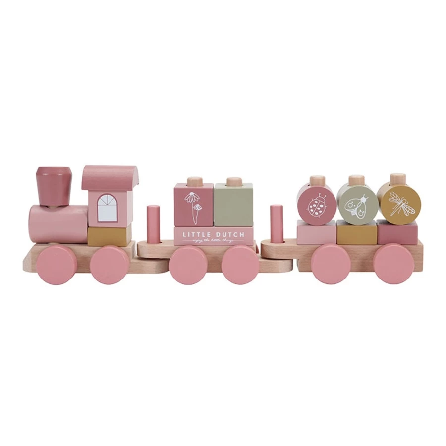 Little Dutch Wild Flowers Wooden Stacking Train Toy for Kids