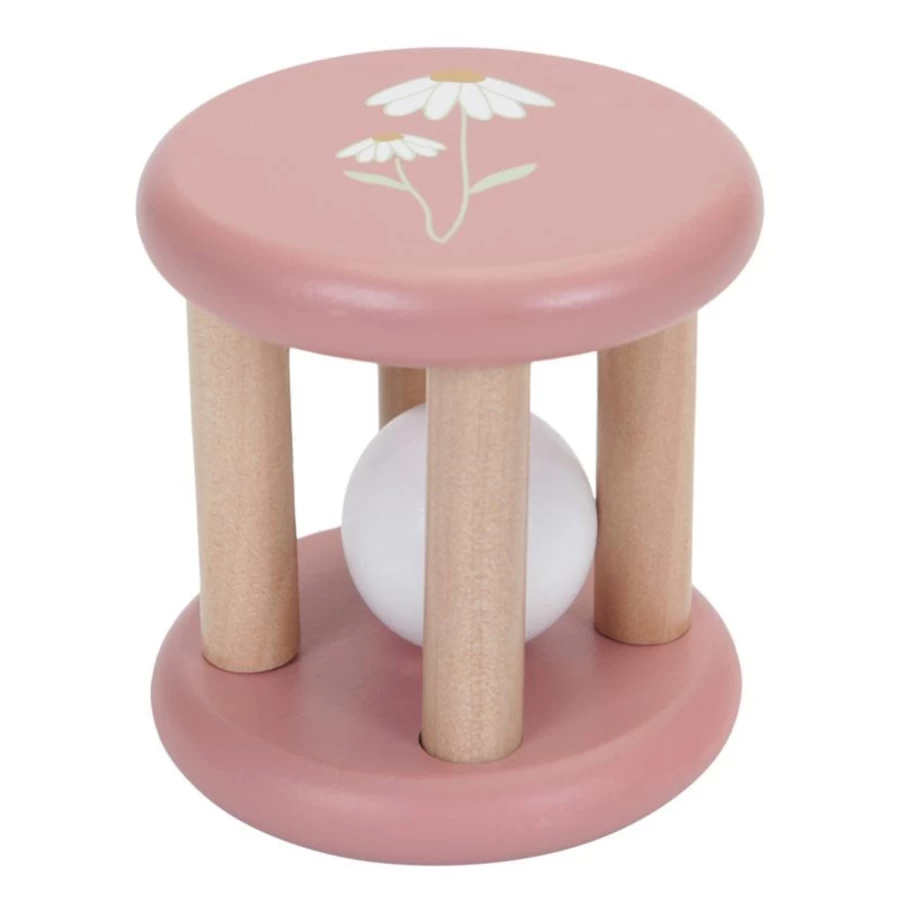 Little Dutch Wooden Baby Roller Rattle - Natural Teething Toy for Infants & Toddlers