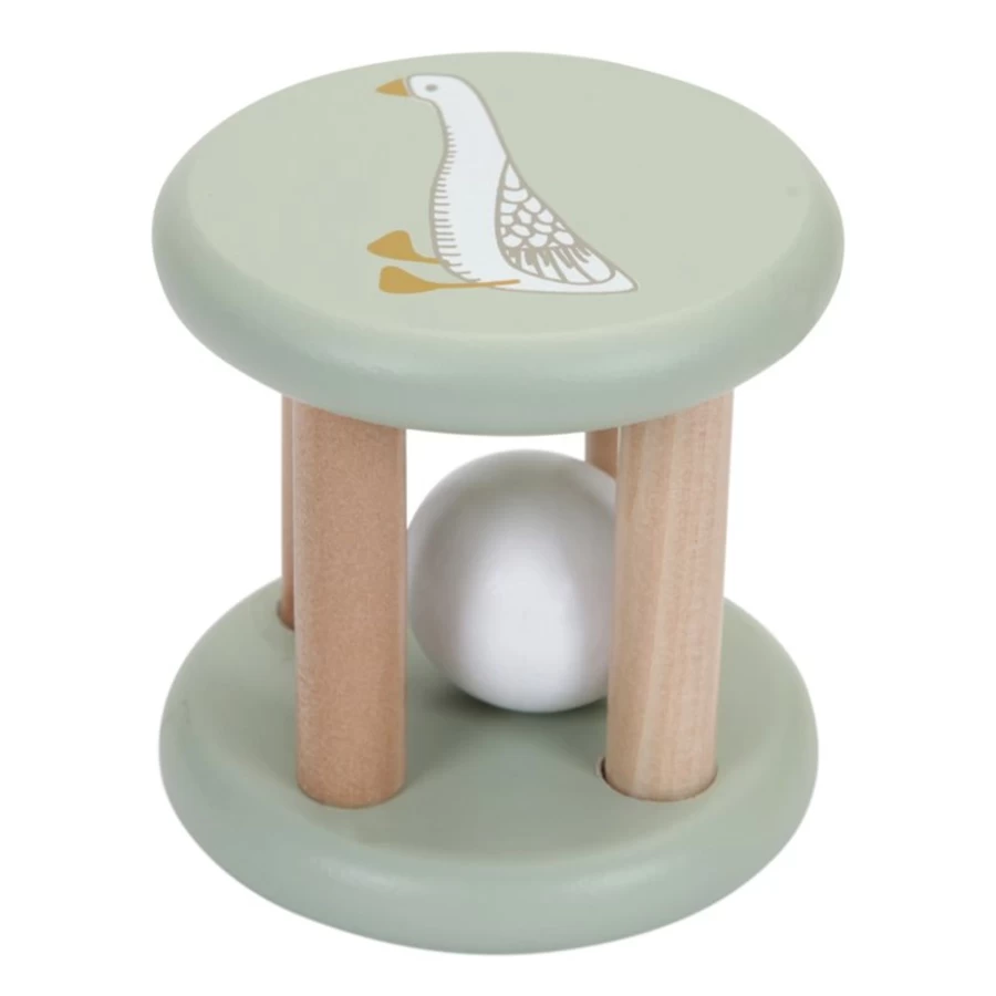 Little Dutch Wooden Baby Roller Rattle - Natural Teething Toy for Infants & Toddlers