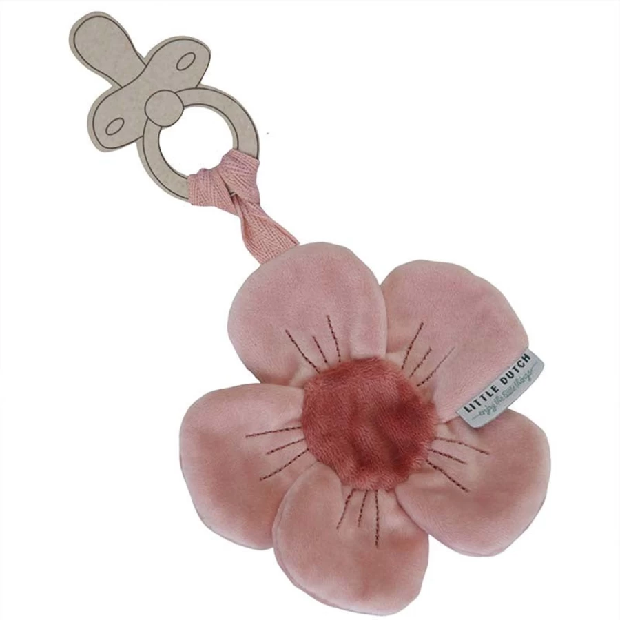 Little Dutch Pacifier Clip with Floral and Butterfly Design - Soft Cloth Soother Holder