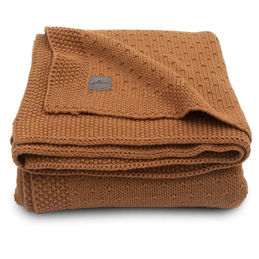 Jollein Knit Blanket 75x100cm Caramel - Soft Cozy Throw Blanket for Bed & Couch
