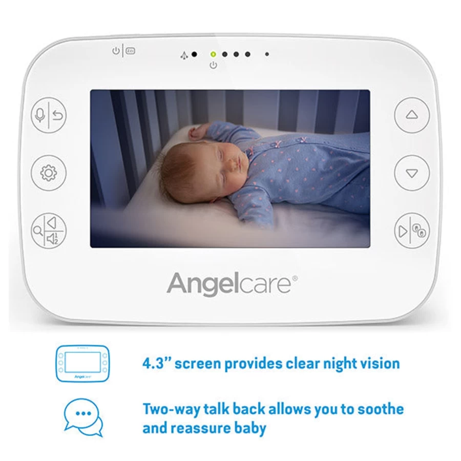 Angelcare AC327 Baby Movement Monitor with Video - HD Night Vision & Real-Time Alerts for Safe Sleep