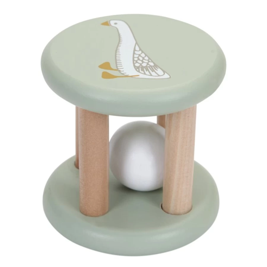 Little Dutch Wooden Baby Rattle - Natural Wood Roller Toy for Newborns & Infants