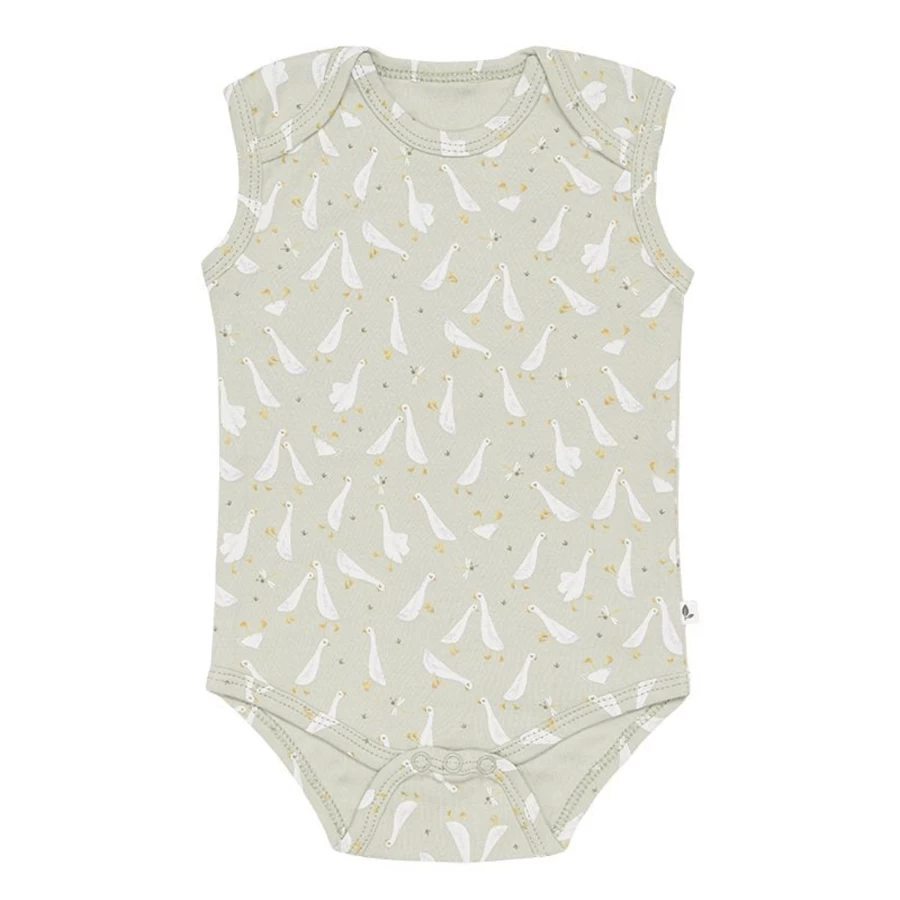 Little Dutch Olive Romper Sleeveless for Child 62/68 - Baby Goose Print Outfit
