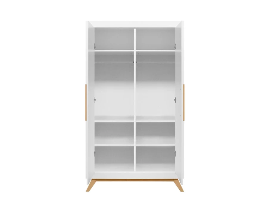 Bopita Fenna 2-Door Wardrobe Cabinet for Bedroom Storage | Modern Closet Organizer with Shelves & Hanging Rod | Durable White Finish