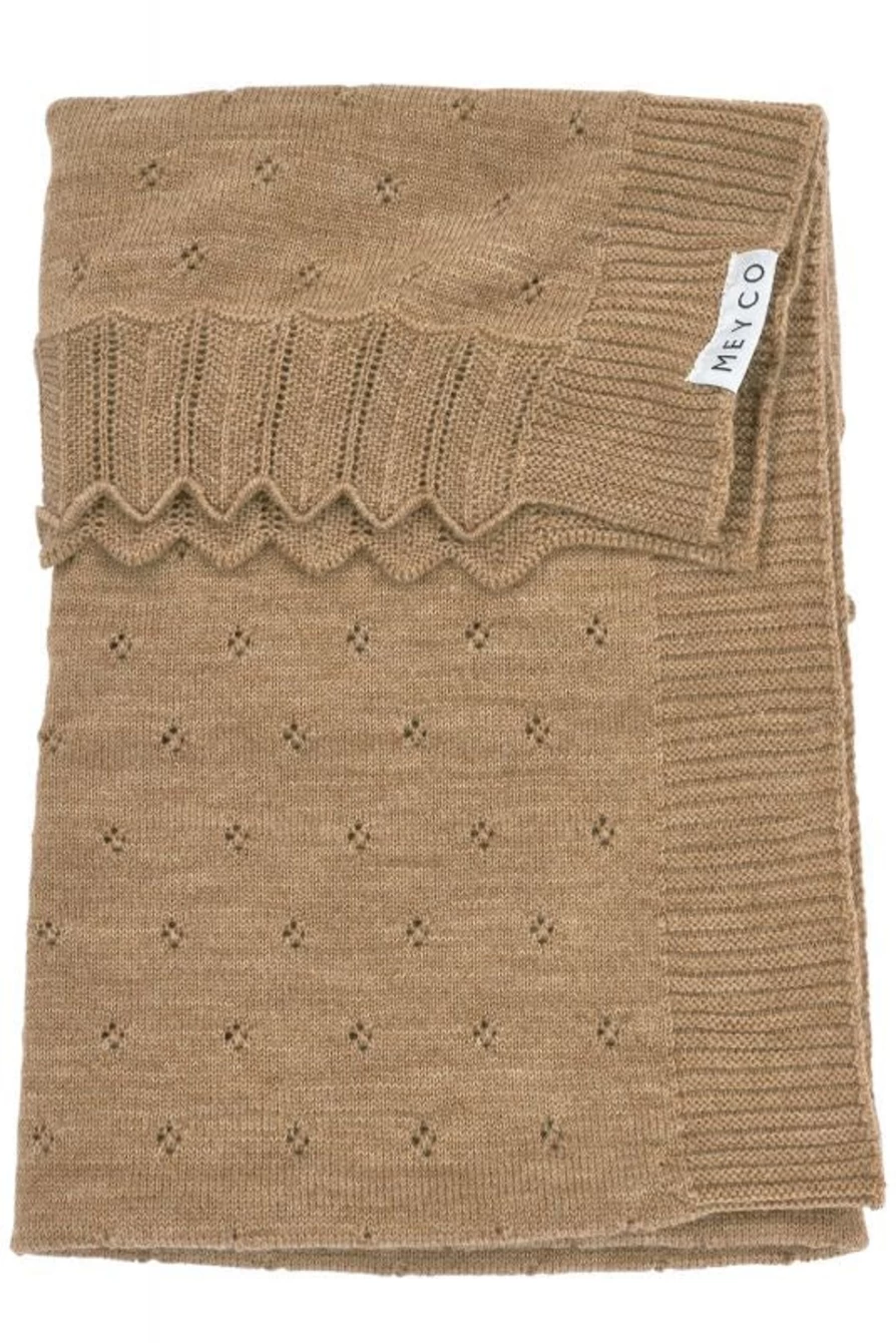 Meyco Wool Knit Blanket 75x100 cm – Lightweight Ajour Weave Throw for All Seasons