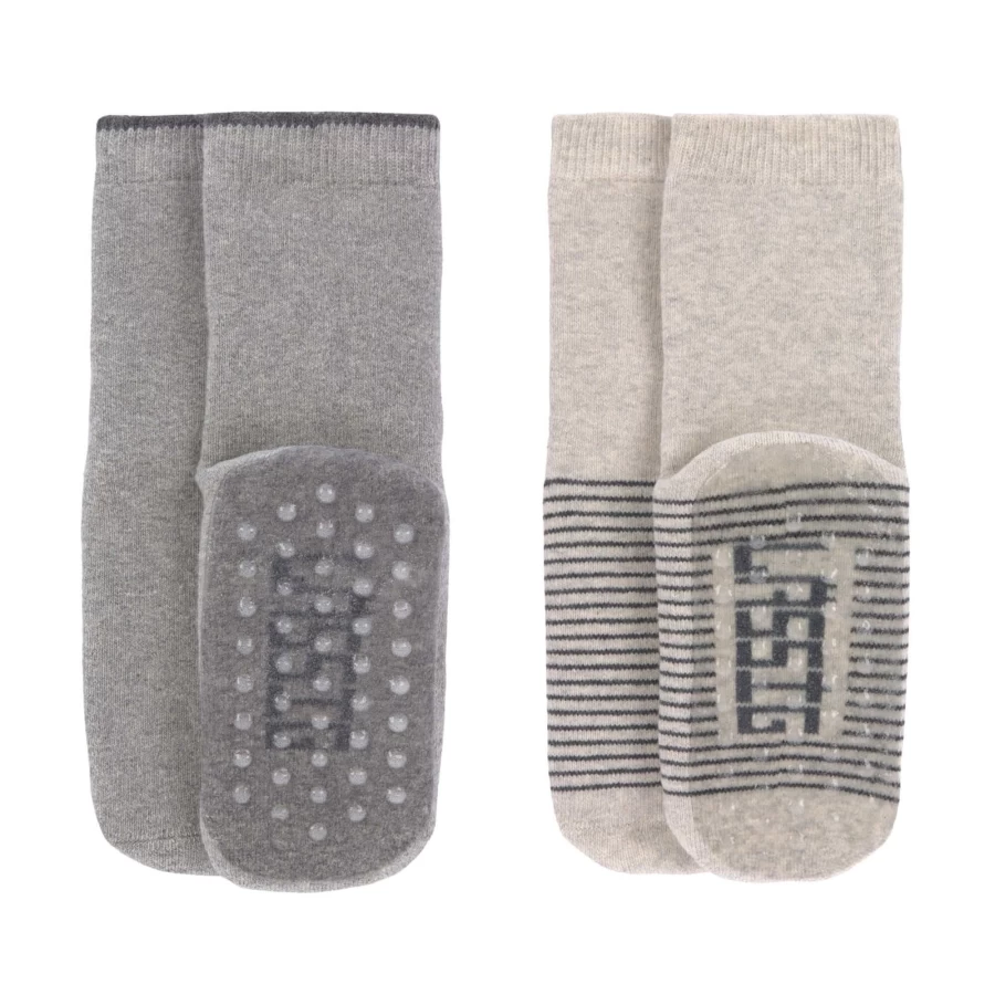 Lässig Baby Anti-Slip Socks for Crawling (2 Pairs) - Soft Non-Skid Socks for Infants 4-12 Months