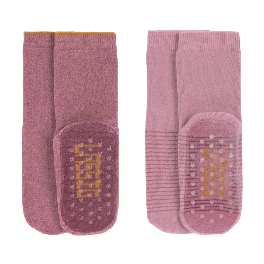 Lässig Baby Anti-Slip Socks for Crawling (2 Pairs) - Soft Non-Skid Socks for Infants 4-12 Months