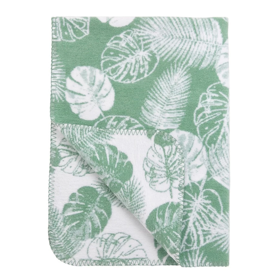 Meyco Tropical Leaves Print Blanket 75x100 cm Soft Lightweight Throw for Home Decor