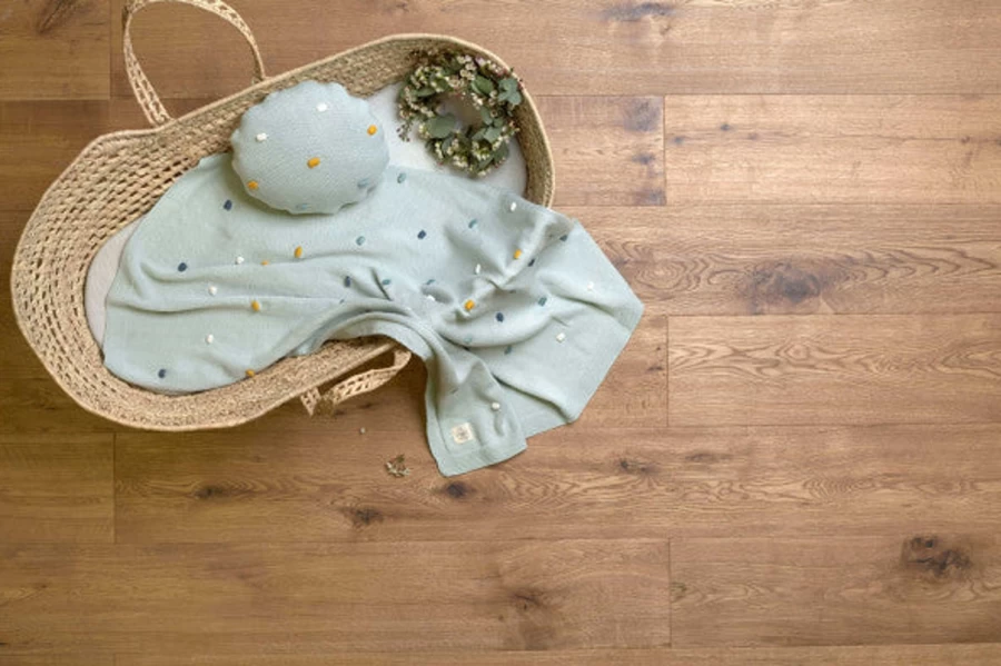 Lässig Dots Knitted Baby Blanket 80x110 cm - Soft Organic Cotton Comfort for Nursery & Stroller