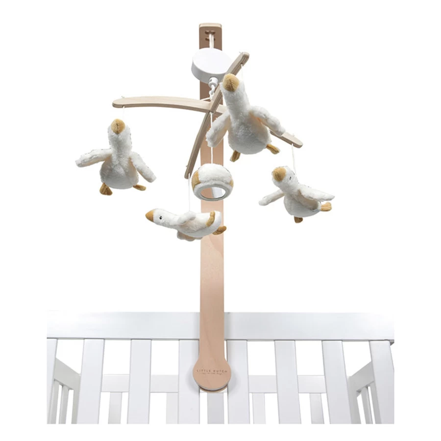 Little Dutch Wooden Musical Mobile - Handcrafted Goose Nursery Decor for Baby Cribs