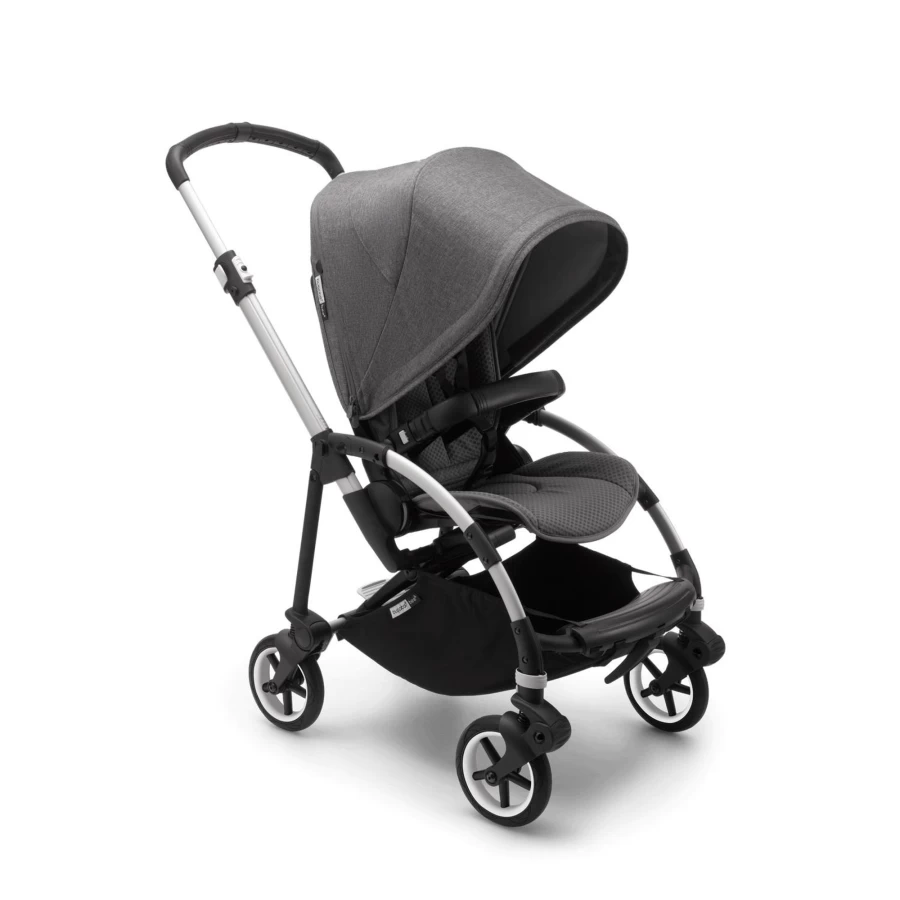 Bugaboo Bee6 Complete Stroller - Aluminum Frame, Grey & Grey Melange Fabric, Lightweight Compact Design