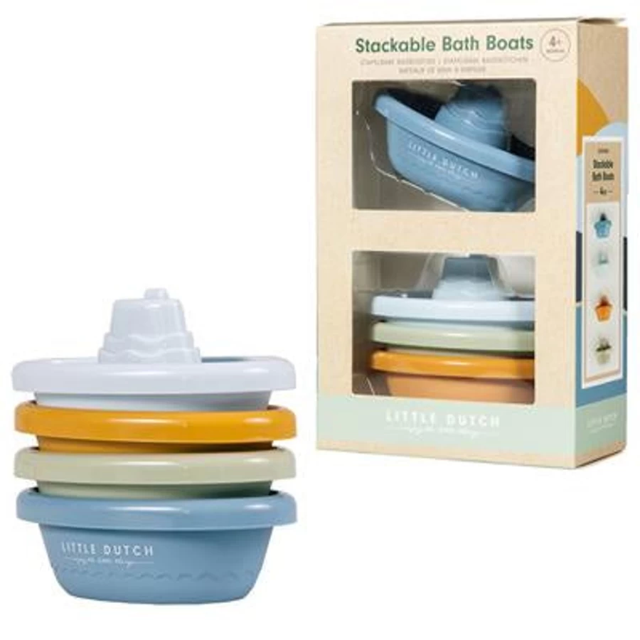Little Dutch Stacking Bath Boats - Colorful Floating Toy for Kids Bathtime Fun