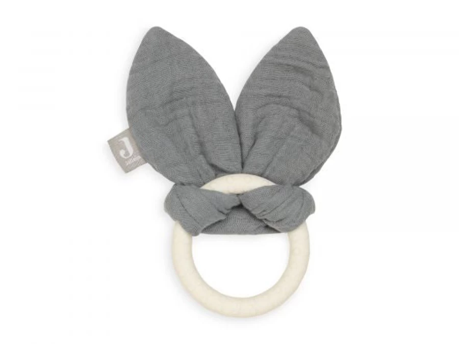Jollein Baby Teething Ring with Soft Bunny Ears - Soothing Chew Toy for Infants