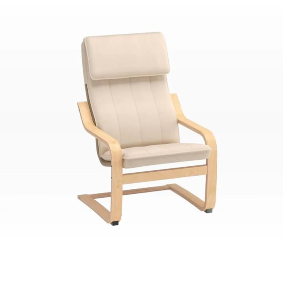 IKEA Poang Kids Chair - Birch Veneer & Knisa Light Beige Children's Armchair