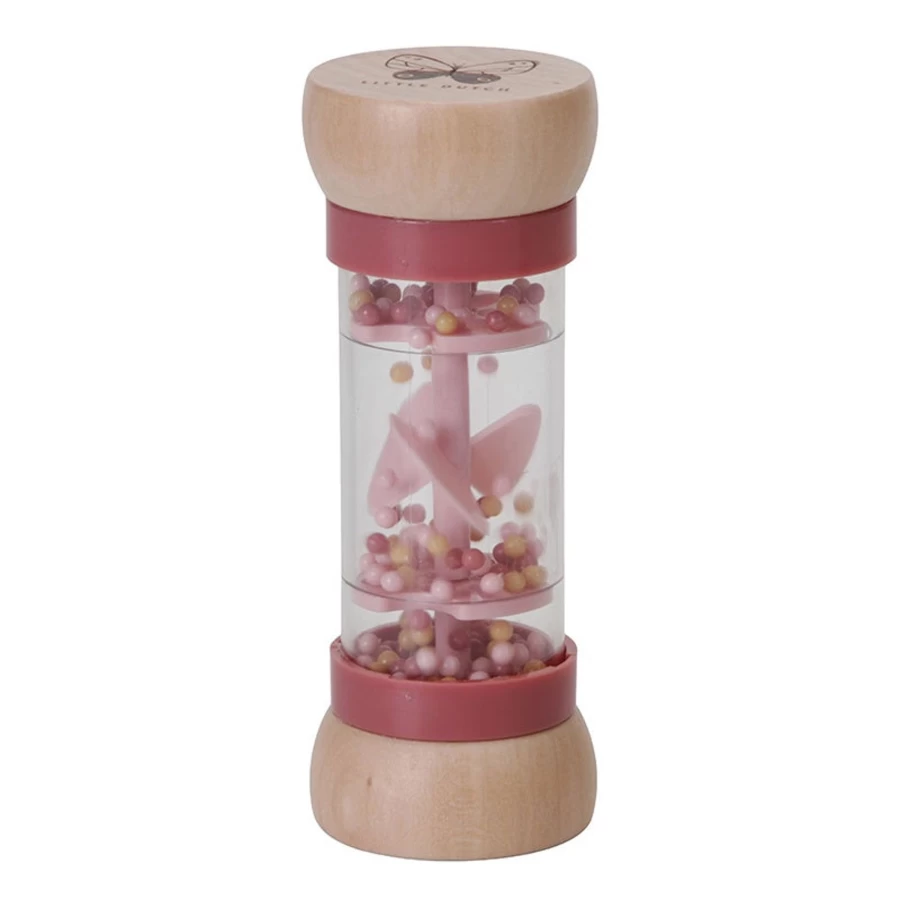 Little Dutch Rain Rattle - Wooden Baby Toy with Colorful Beads, Eco-Friendly Sensory Shaker for Infants and Toddlers