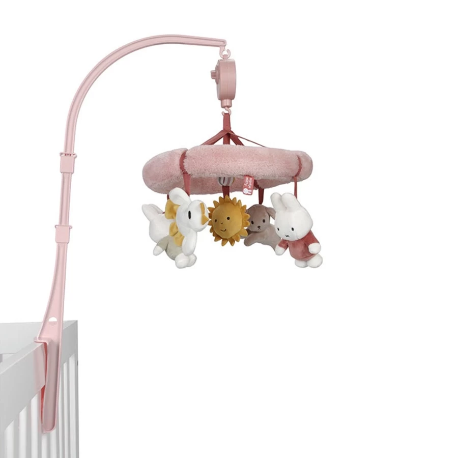 Little Dutch Miffy Fluffy Musical Mobile for Nursery - Soft Plush Baby Crib Toy with Soothing Melodies