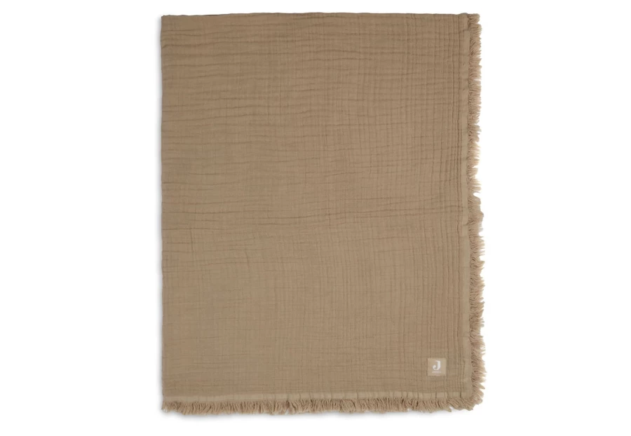 Jollein Muslin Fringe Blanket 120x120 cm - Soft Breathable Cotton Baby Swaddle Wrap