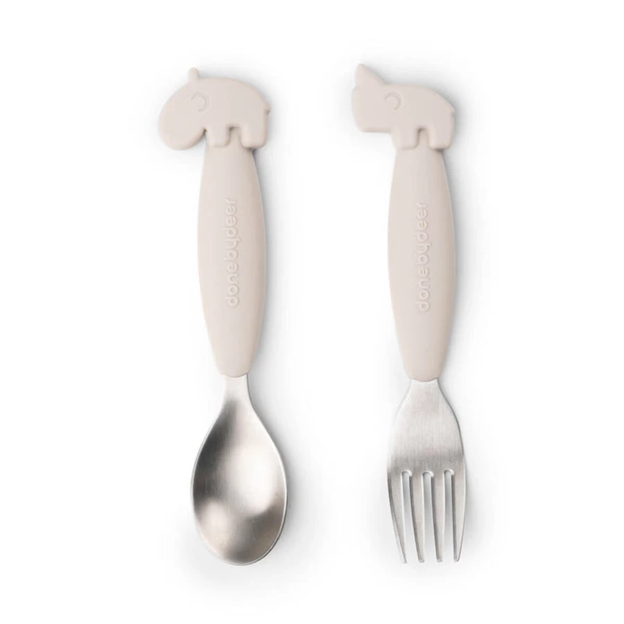 Done by Deer Easy-Grip Baby Spoon & Fork Set - Ergonomic Toddler Utensils for Self Feeding