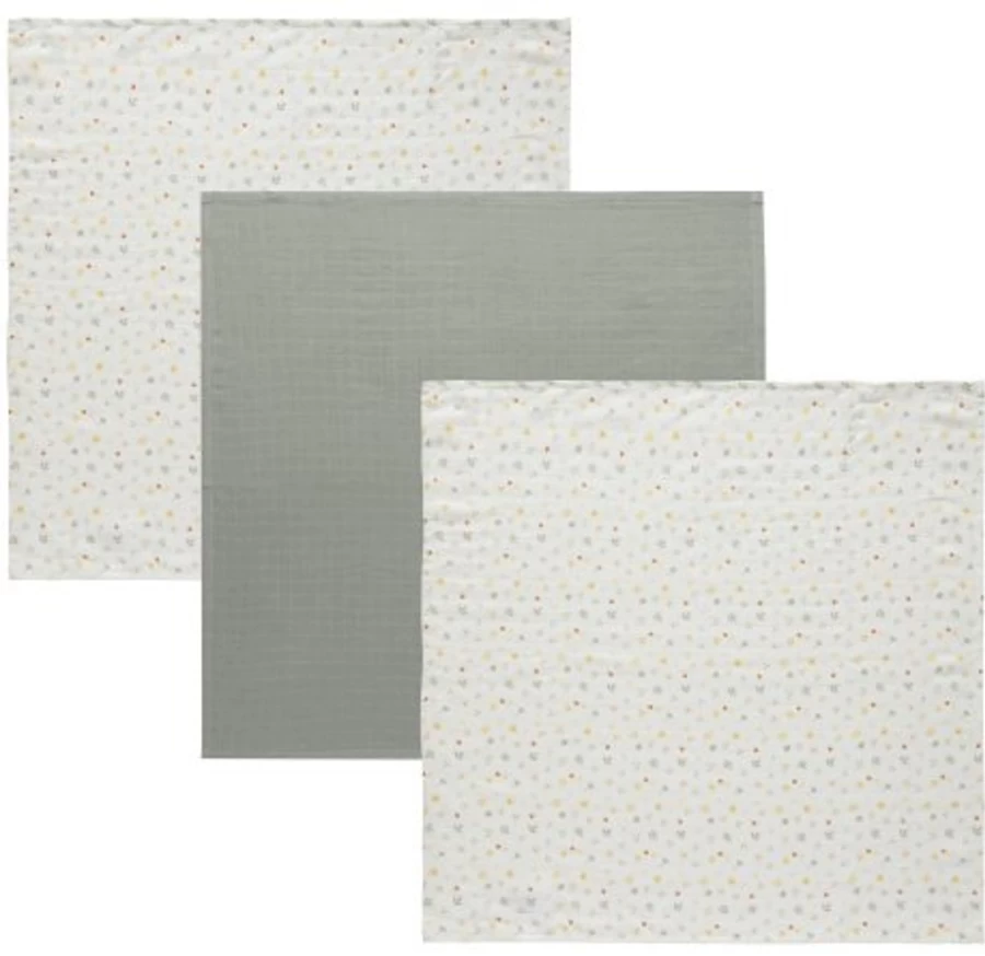 Bébéjou Baby Swaddle Blankets 3-Pack 70x70 cm Soft Muslin Wrap for Newborns