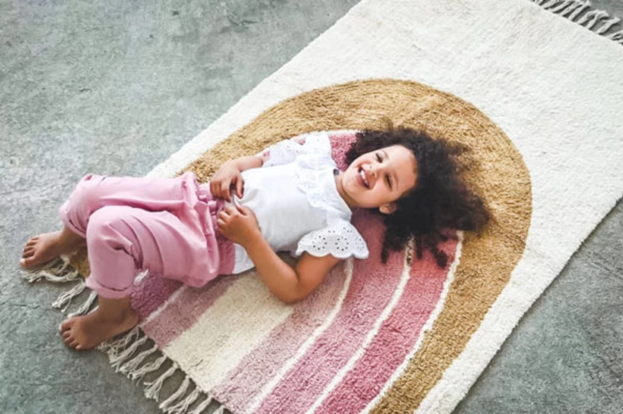 "Tapis Petit Rainbow Rug 90x130 cm - Colorful Non-Slip Soft Floor Mat for Home Decor"