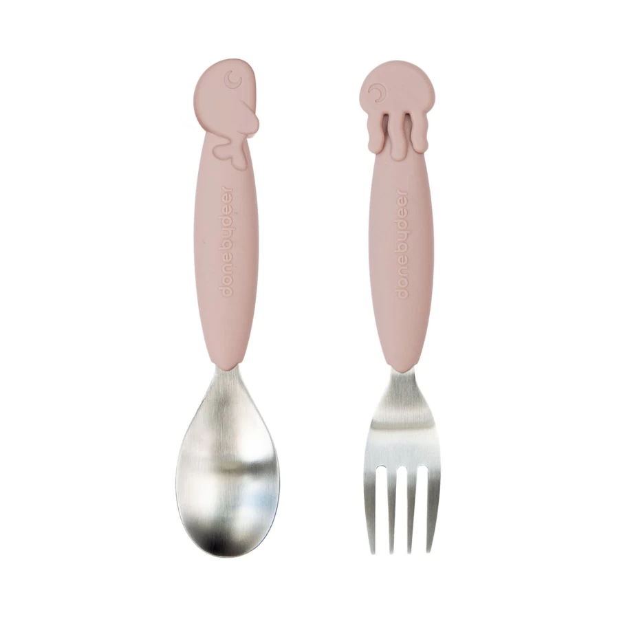 Done by Deer YummyPlus Sea Friends Baby Spoon & Fork Set - BPA-Free Toddler Feeding Utensils