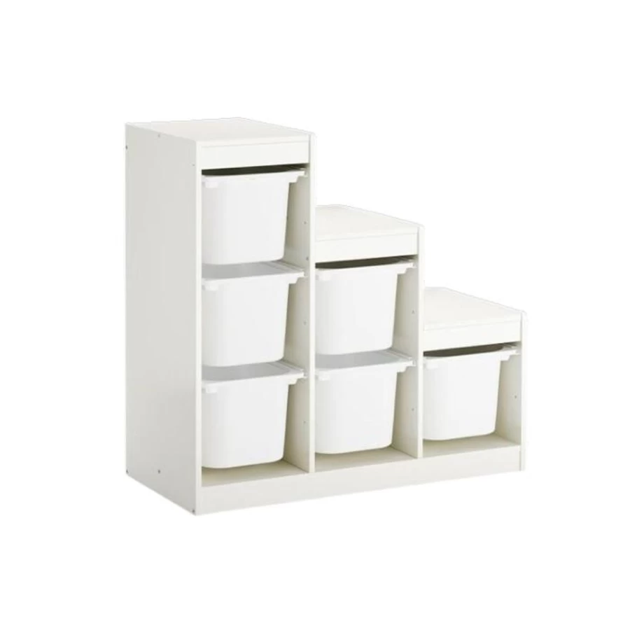 IKEA Trofast Storage Unit with 6 Boxes, White, 99x44x94 cm, Kids Toy Organizer