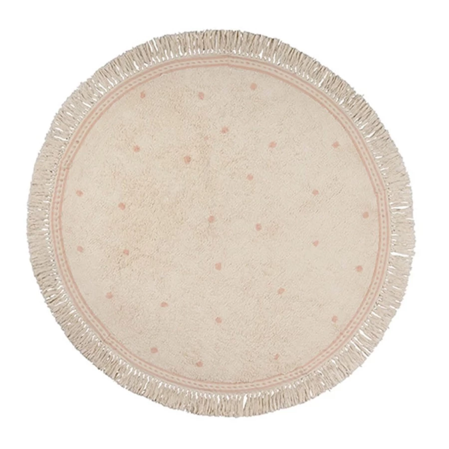 Tapis Petit Emma Dots Pink Round Rug 130x130 cm Soft Plush Home Decor