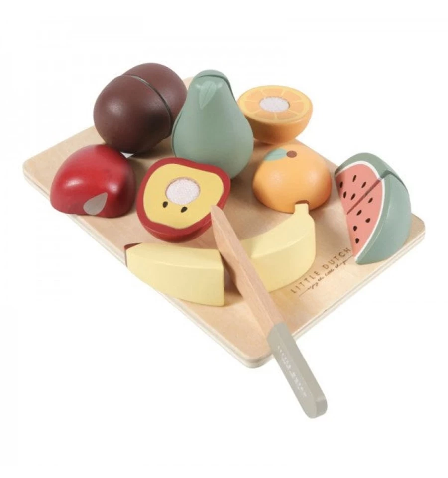 Little Dutch Wooden Fruit Cutting Play Set for Kids - Educational Toy for Toddlers
