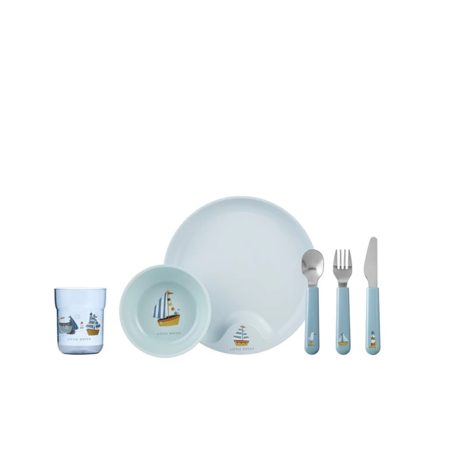 Little Dutch Mio 6-Piece Children's Dinnerware Set - Colorful & Durable Kids Tableware