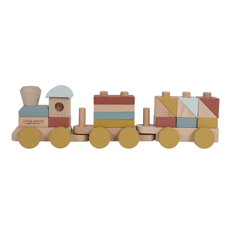 Little Dutch Wooden Block Train Toy - Ld Block Train Set for Kids