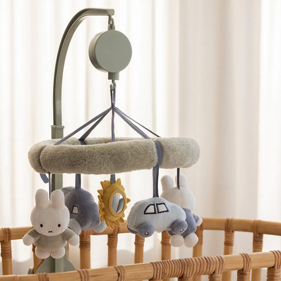 Little Dutch Miffy Fluffy Musical Mobile for Nursery - Soft Plush Baby Crib Toy