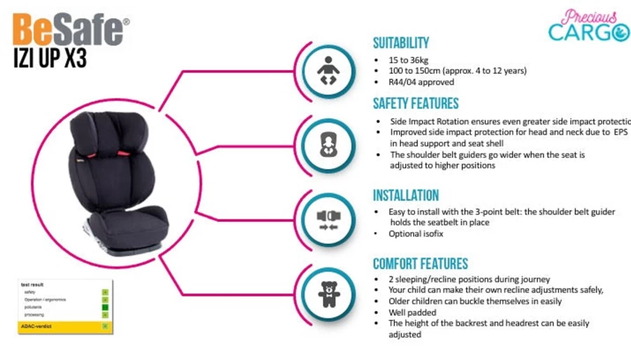 Besafe Izi Up X3 Isofix Car Seat - Black Cab Color | Premium Safety & Comfort